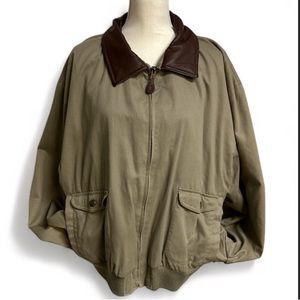Oakton Limited Bomber Khaki and Leather Jacket Men’s Size XL EUC